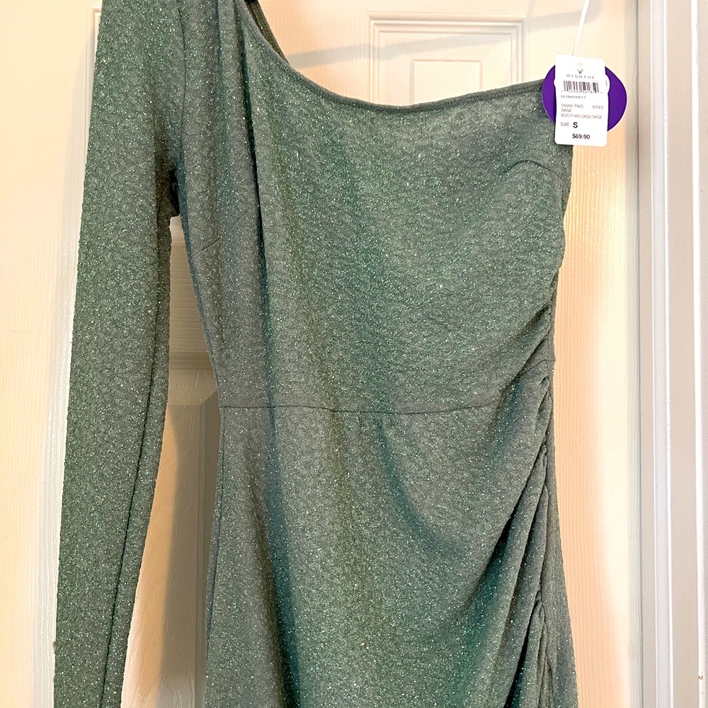 Windsor, Sage Green, One shoulder, sparkly dress
